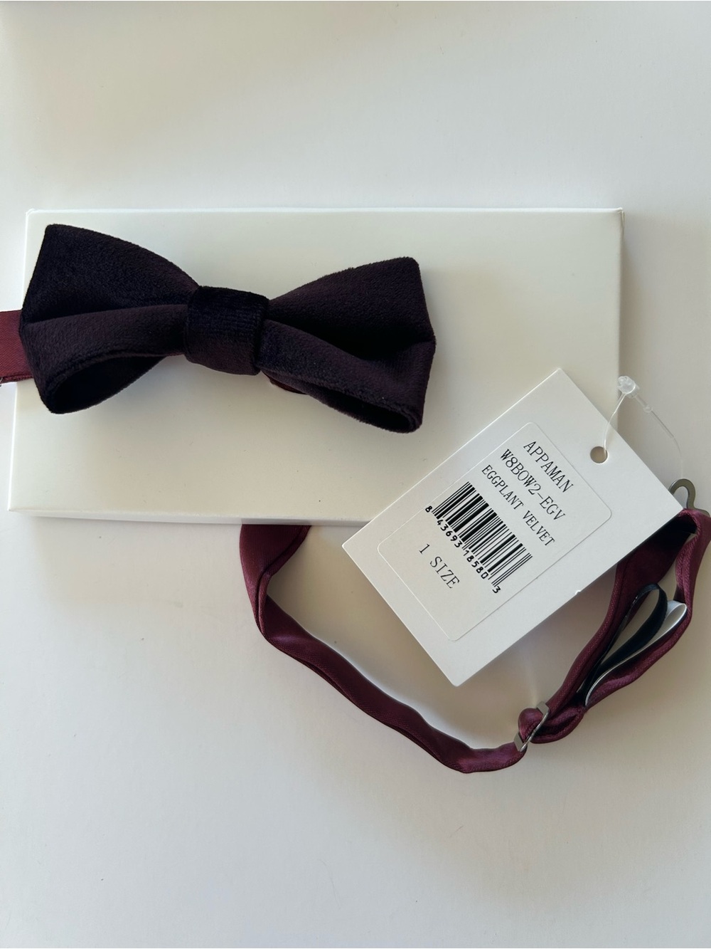 New in Box Appaman Fine Tailoring Eggplant Velvet Adjustable BowTie Kids Baby&Up - Picture 6 of 8